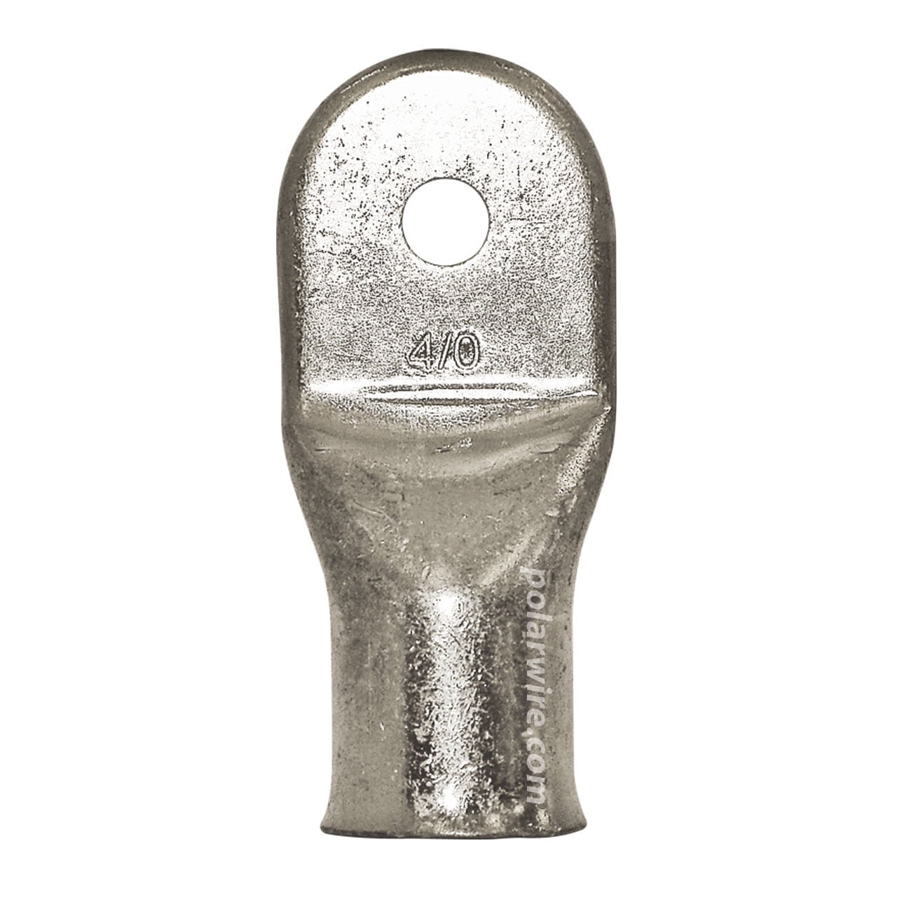 Plated copper eyelet lug, 4/0 AWG, 1/4 inch stud