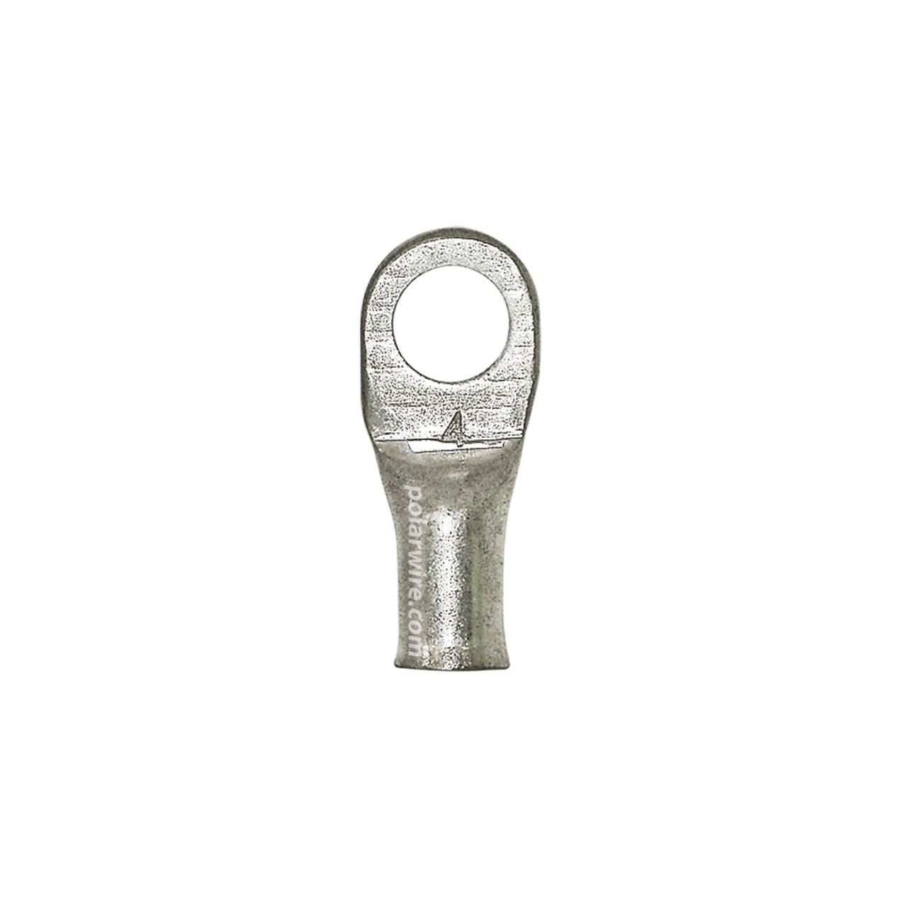 Plated copper eyelet lug, 4 AWG, 3/8 inch stud
