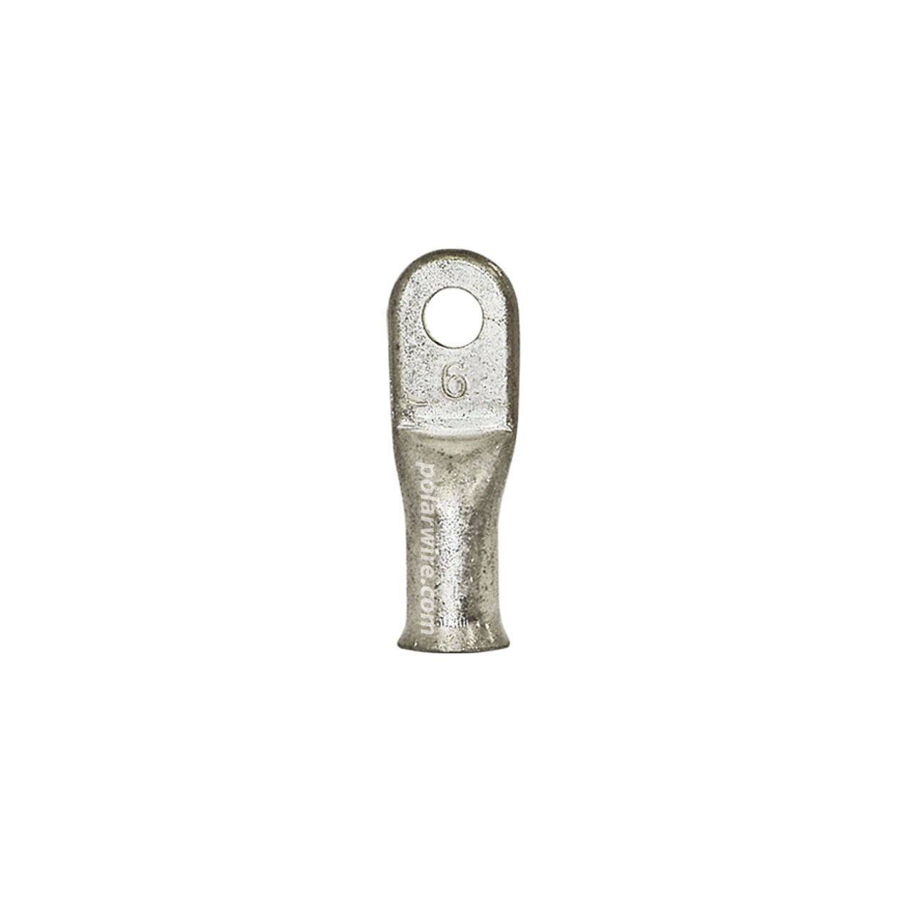 Plated copper eyelet lug, 6 AWG, #10 stud