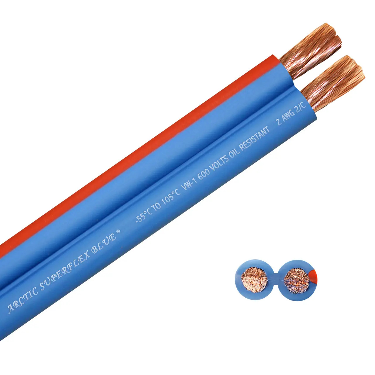Arctic Superflex Blue 2 gauge twin wire - 100% copper fine strand conductors