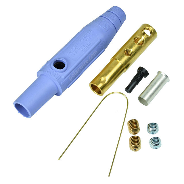 Blue Marinco 150 amp CLM Series female single pin inline cam lock connector for 8-2 AWG cable, 600 volt