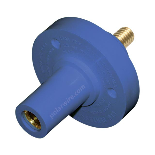 Blue cam lock female, 150 amp panel, 5/16 inch stud, 8-2 AWG