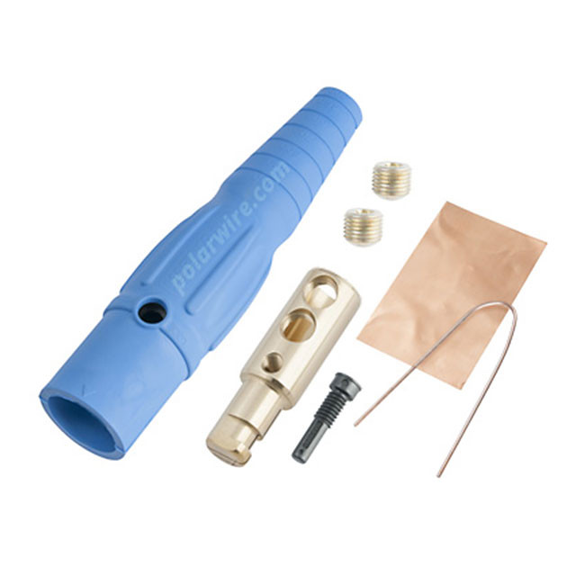 Blue Marinco 400 amp CLS 16 Series male single pin inline cam lock connector for 2-2/0 AWG cable, 600 volt
