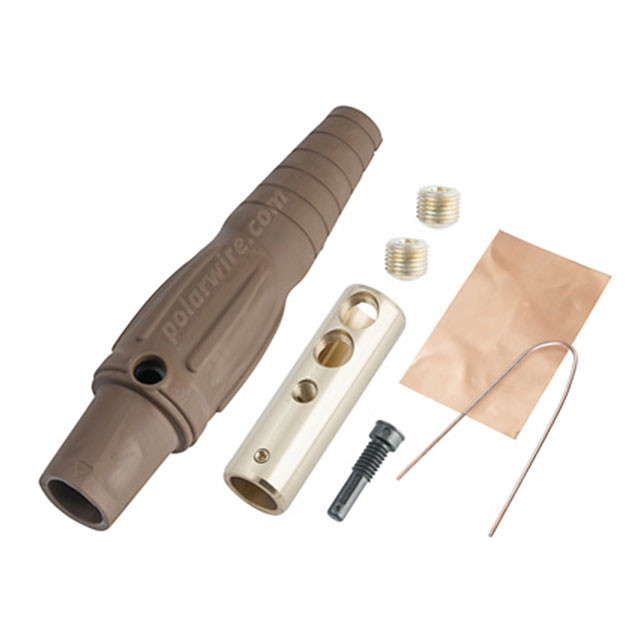 Brown Marinco 400 amp CLS 16 Series female single pin inline cam lock connector for 2/0-4/0 AWG cable, 600 volt