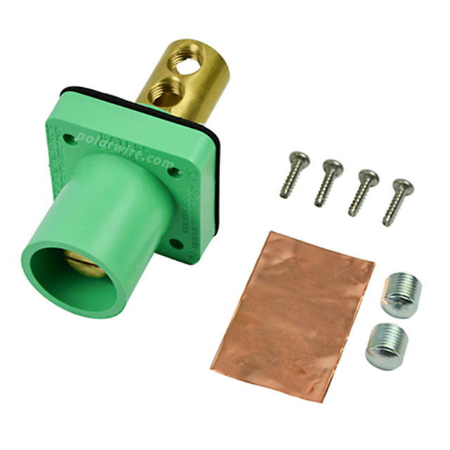 Marinco green 400A CL 16 Series male single pin panel mount cam lock connector with set screw for 2/0-4/0 AWG cable