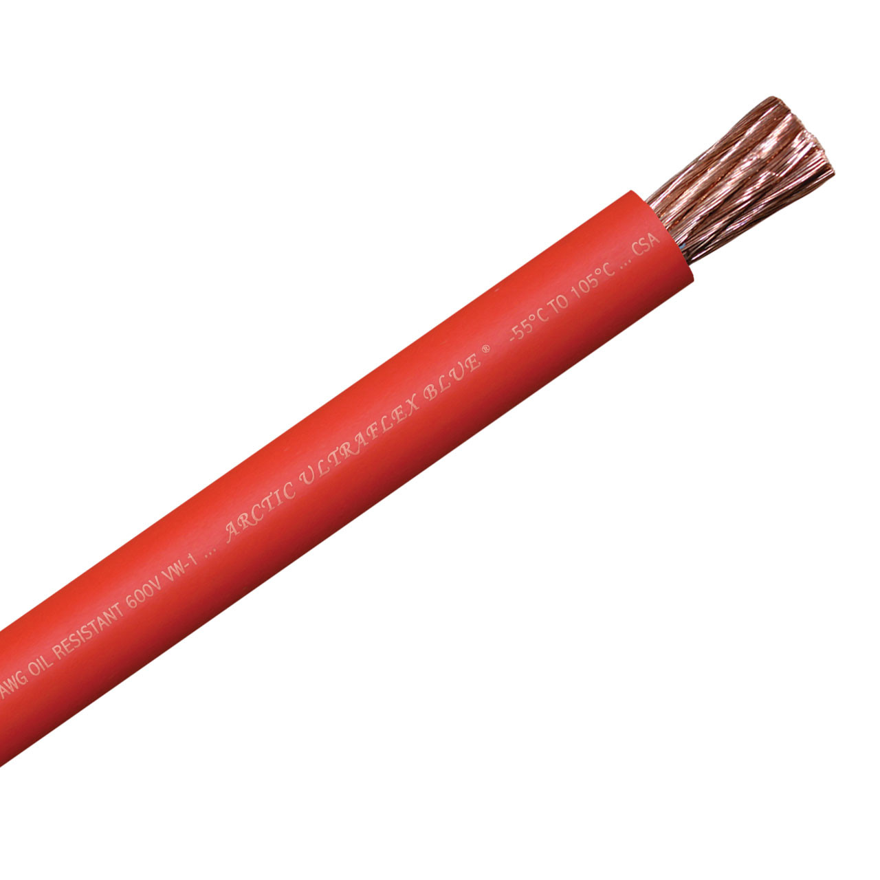 1 AWG red 100% copper Arctic Ultraflex Blue flexible fine strand arctic grade wire is rated for use in extreme cold to -55C