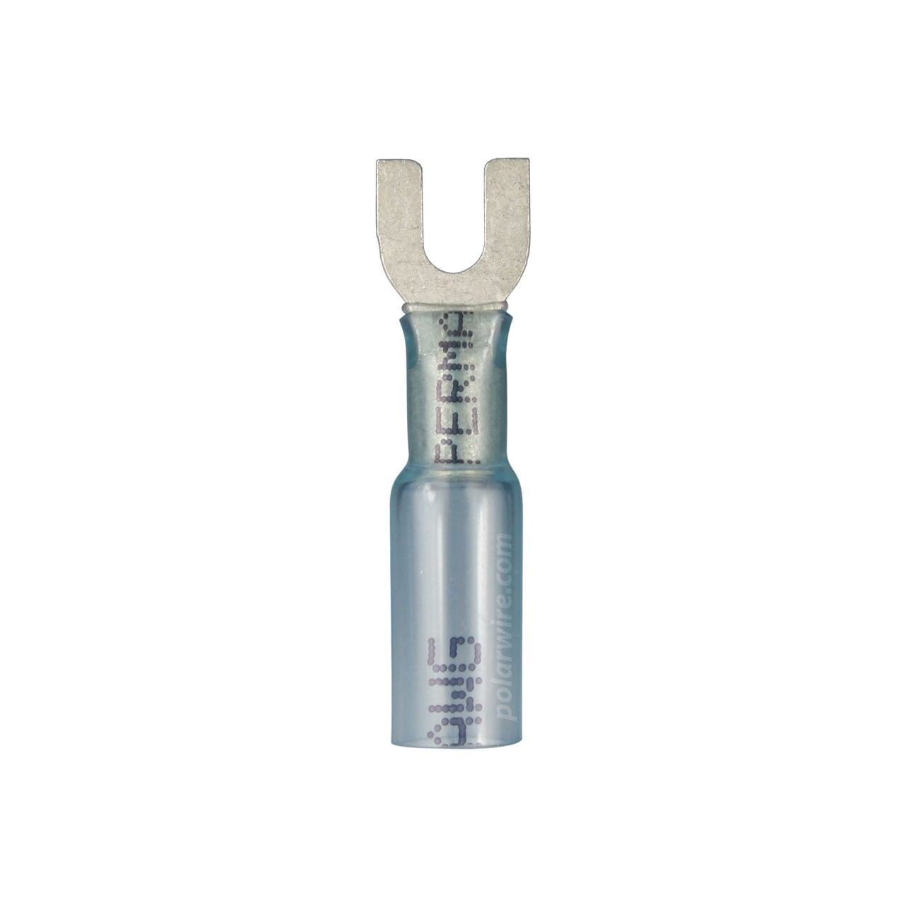Heat seal spade terminal, 16-14 AWG, #6 stud, 100 pack