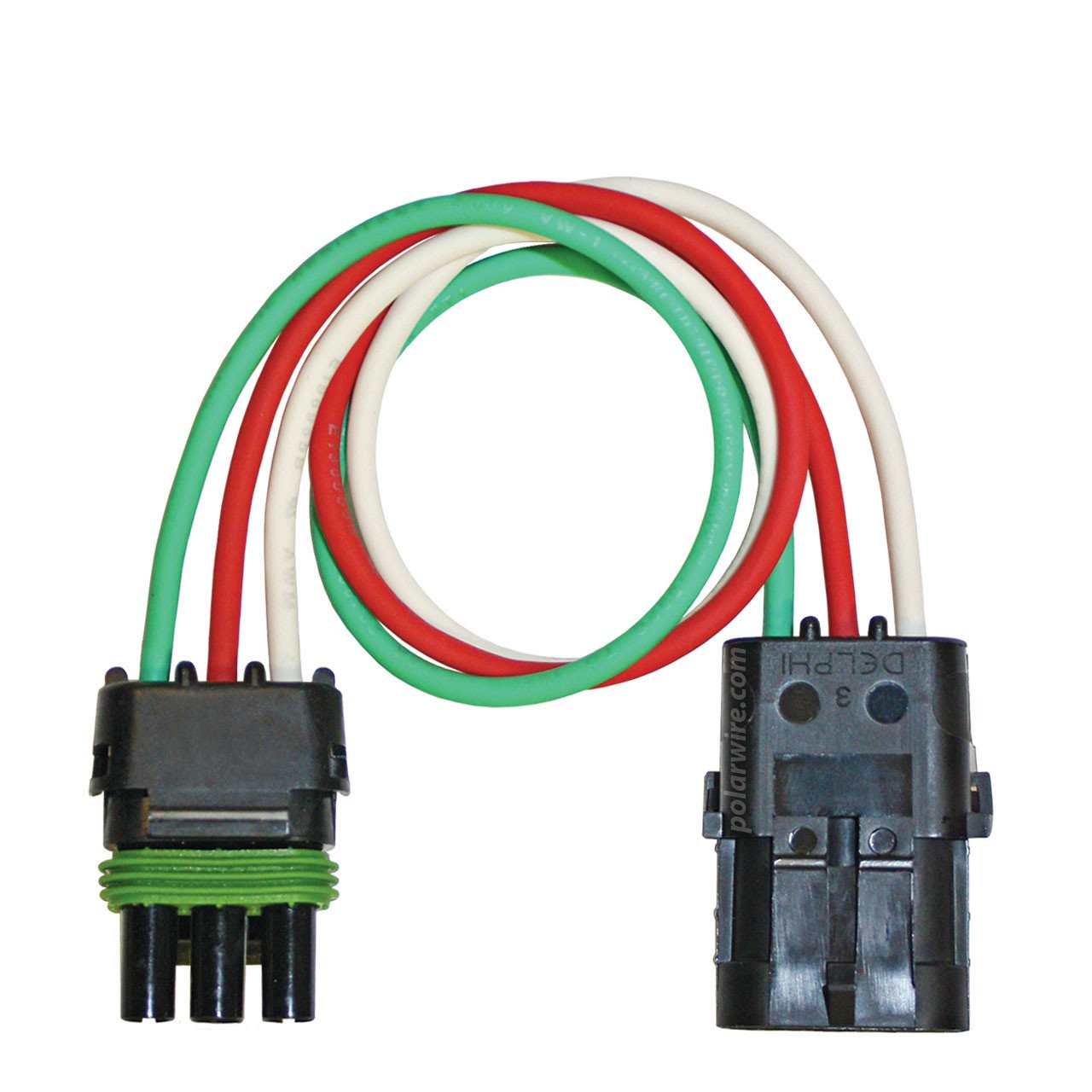 12 inch 3 pole Weather Pack Pigtail wired with 16 AWG Arctic Ultraflex Blue wire in red, white and green