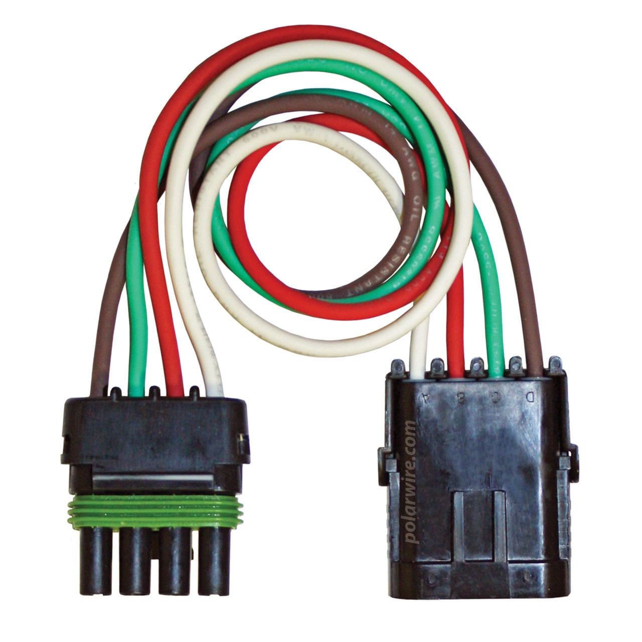 12 inch 4 pole Weather Pack Pigtail wired with 12 AWG Arctic Ultraflex Blue wire in red, white, green and brown