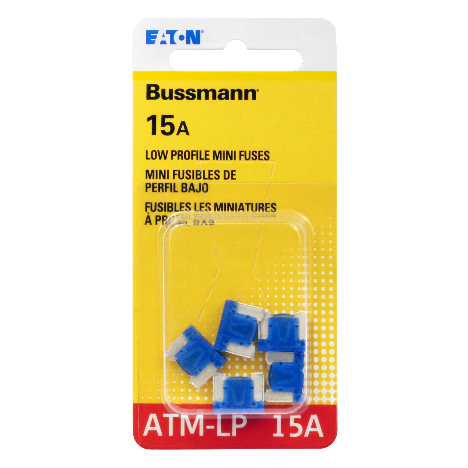 Low profile ATM mini-blade fuse, 15 amp, 5 pack