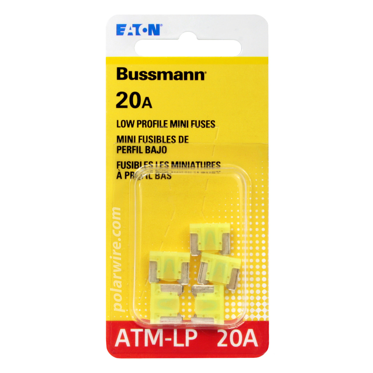 Low profile ATM mini-blade fuse, 20 amp, 5 pack