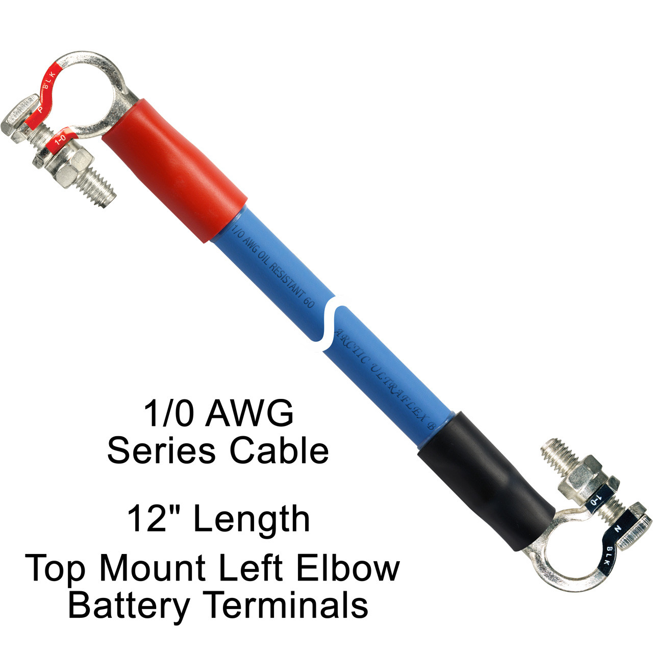Series cable left top post mounts cables & harness, 1/0 AWG, 12 inch