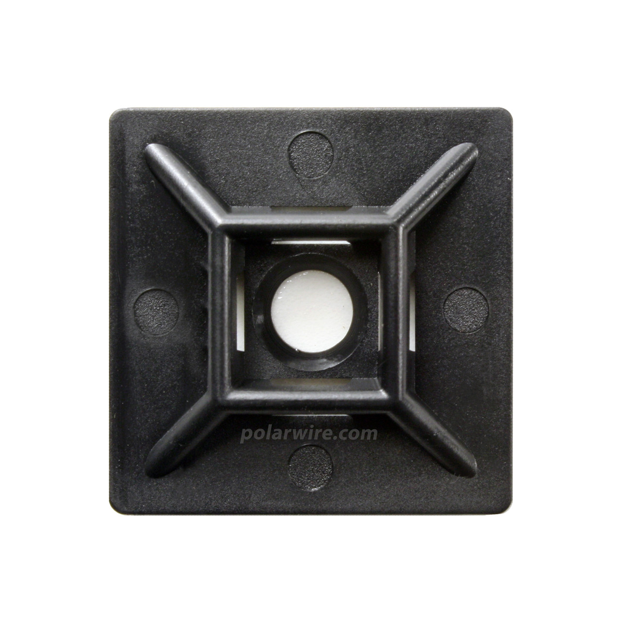 adhesive zip tie mount with screw hole, black UV 6.6 nylon, 1.5 inches