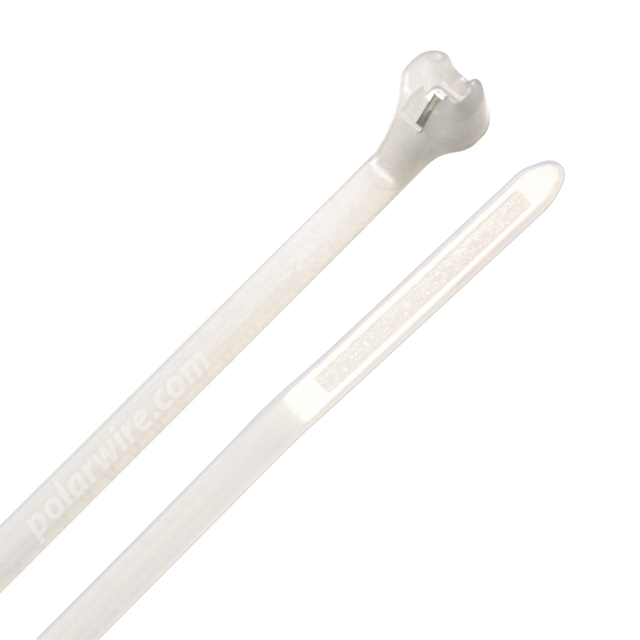 Natural 14.2 inch heat stabilized nylon zip tie with steel locking barb, 18 lb tensile strength, 100 per pack