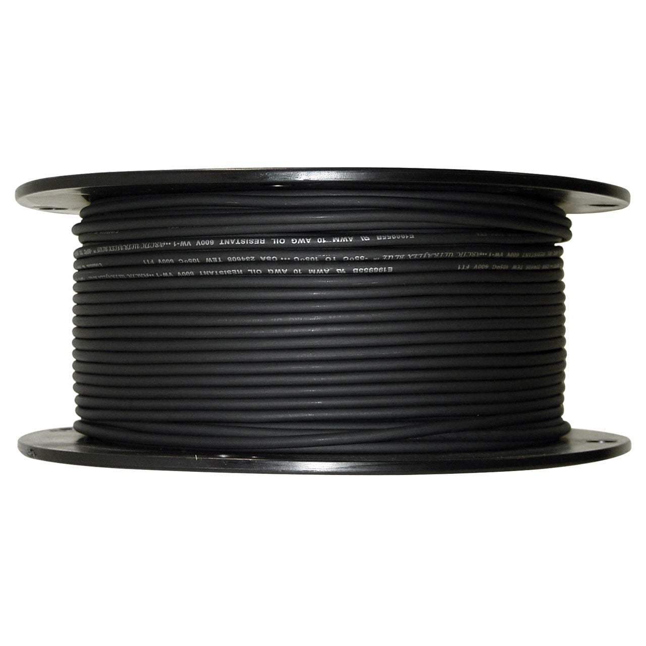 10 AWG black Arctic Ultraflex Blue single conductor wire 100% copper tinned fine strand, 600v, 500 foot spool