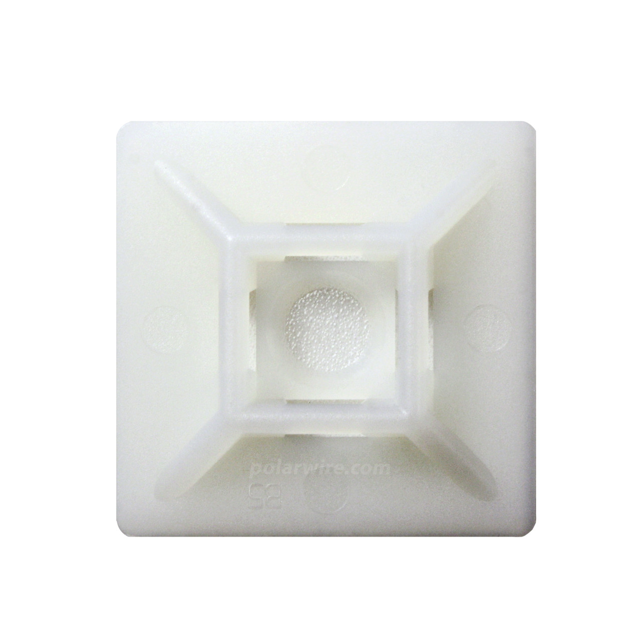 adhesive zip tie mount with screw hole, natural 6.6 nylon