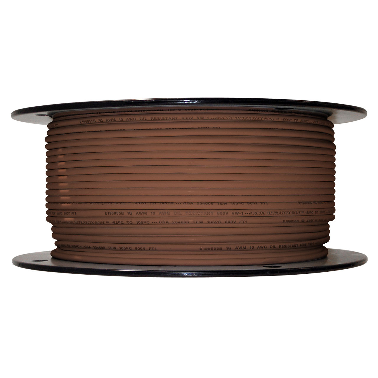 10 AWG brown Arctic Ultraflex Blue single conductor wire 100% copper tinned fine strand, 600v, 500 foot spool