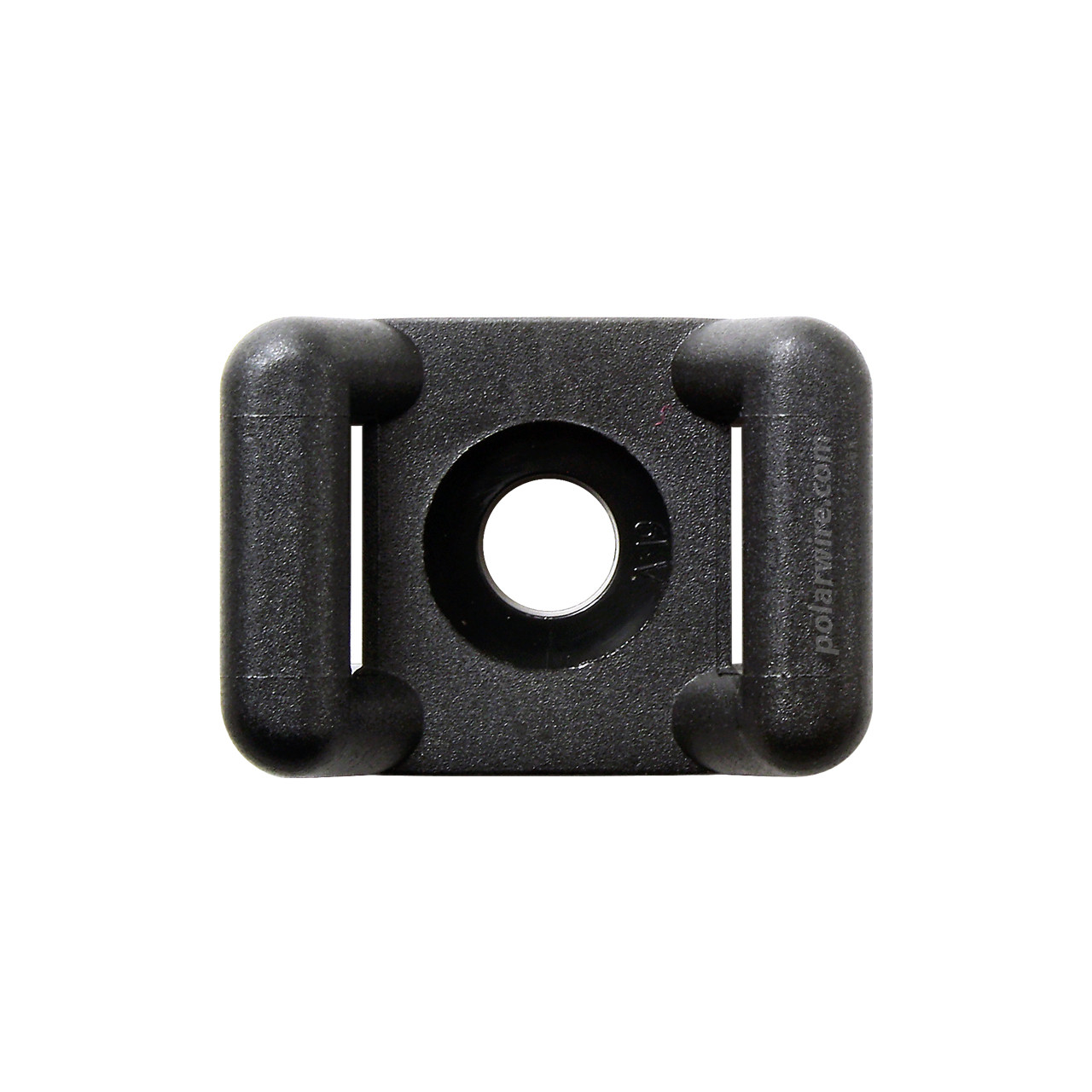 7/8 inch black weather resistant 6.6 zip tie base saddle mount, screw applied, 18-120 pound pull strength