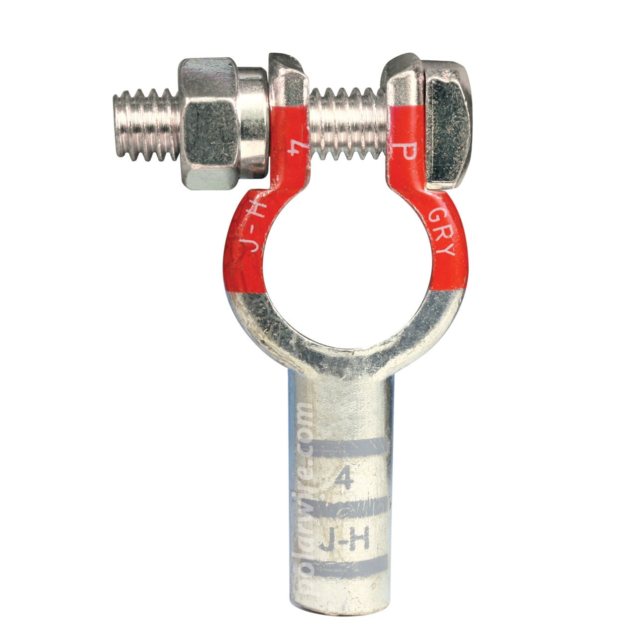 4 AWG Positive Eco-Maxå¨ 100% Copper Top Mount Plated Solderless Battery Terminal