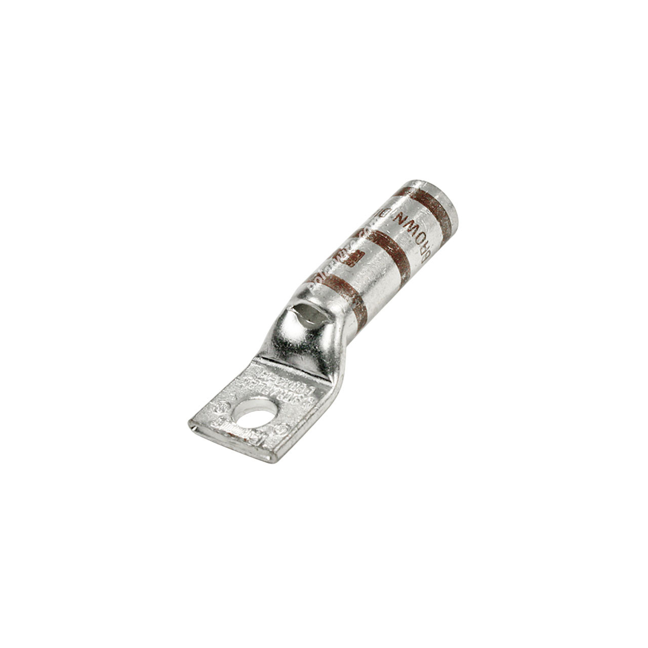 2 gauge flex long barrel heavy duty compression lug, 1/4 inch stud, high strength, highly conductive electrolytic tin plated copper
