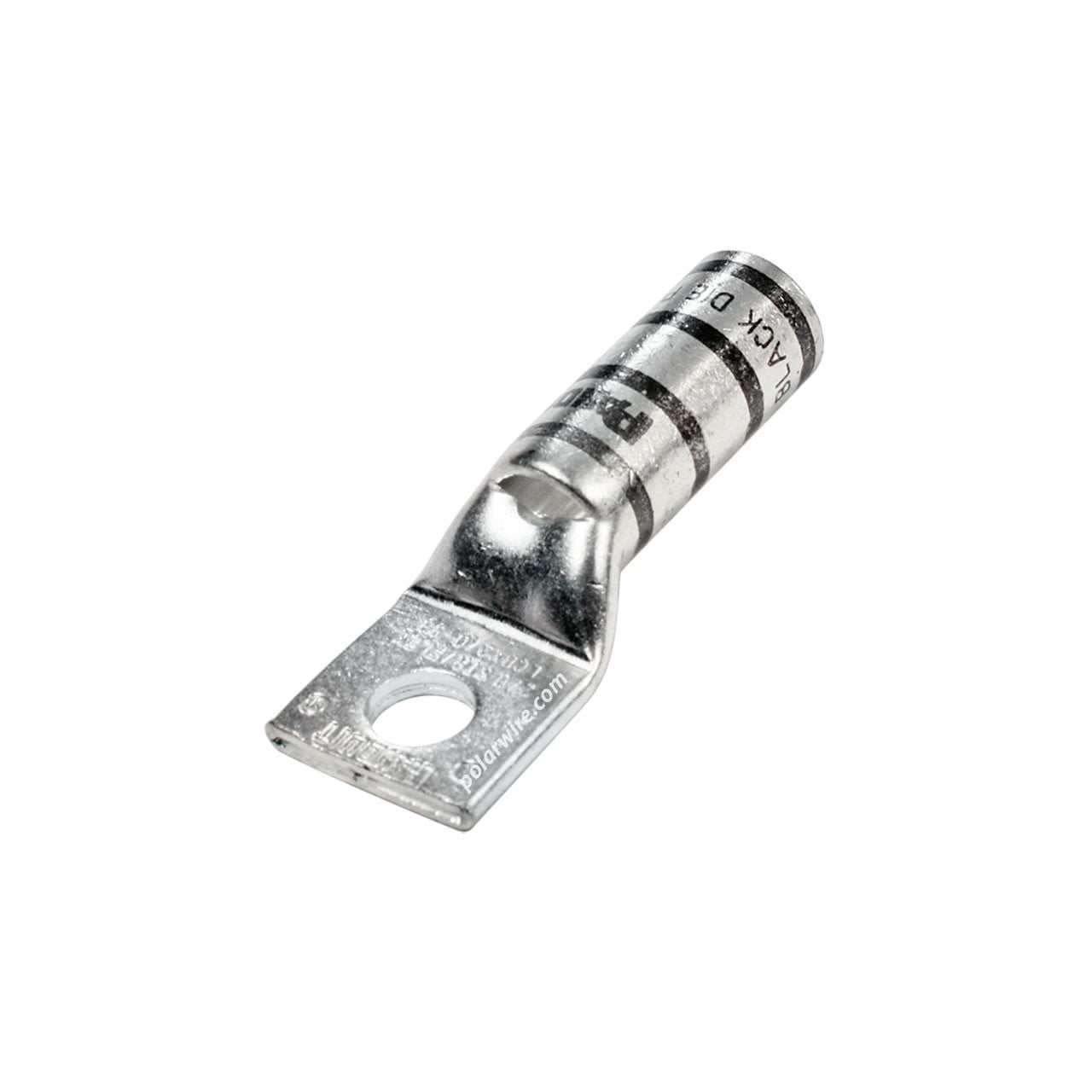 2/0 gauge flex long barrel heavy duty compression lug, 3/8 inch stud, high strength, highly conductive electrolytic tin plated copper