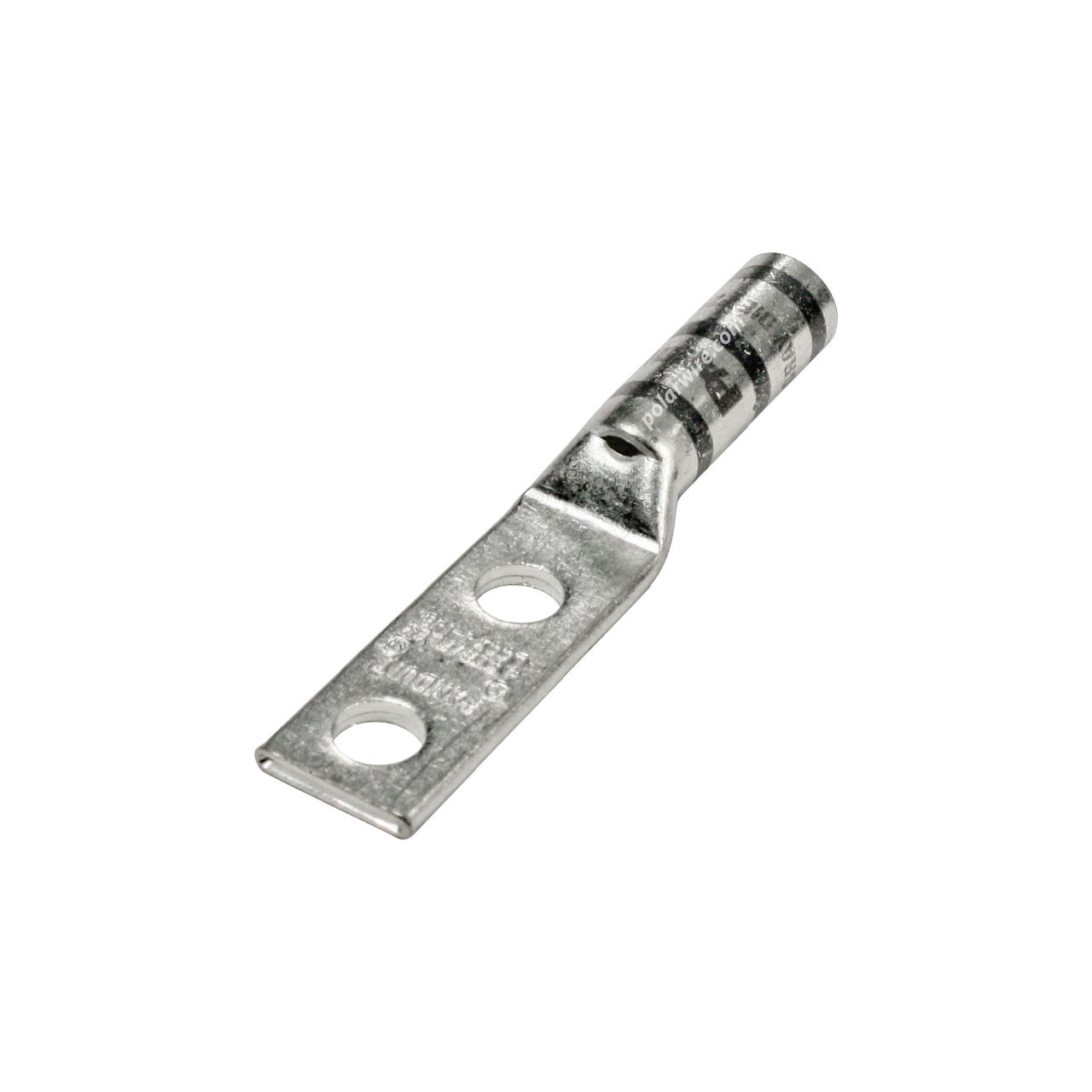 Flex center long barrel heavy duty compression lug, 4 AWG, 1/4 inch stud, 5/8 inch