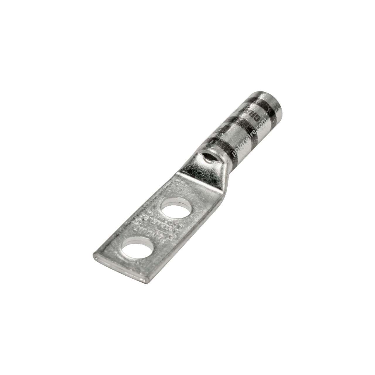 Flex center long barrel heavy duty compression lug, 4 AWG, 1/4 inch stud, 3/4 inch