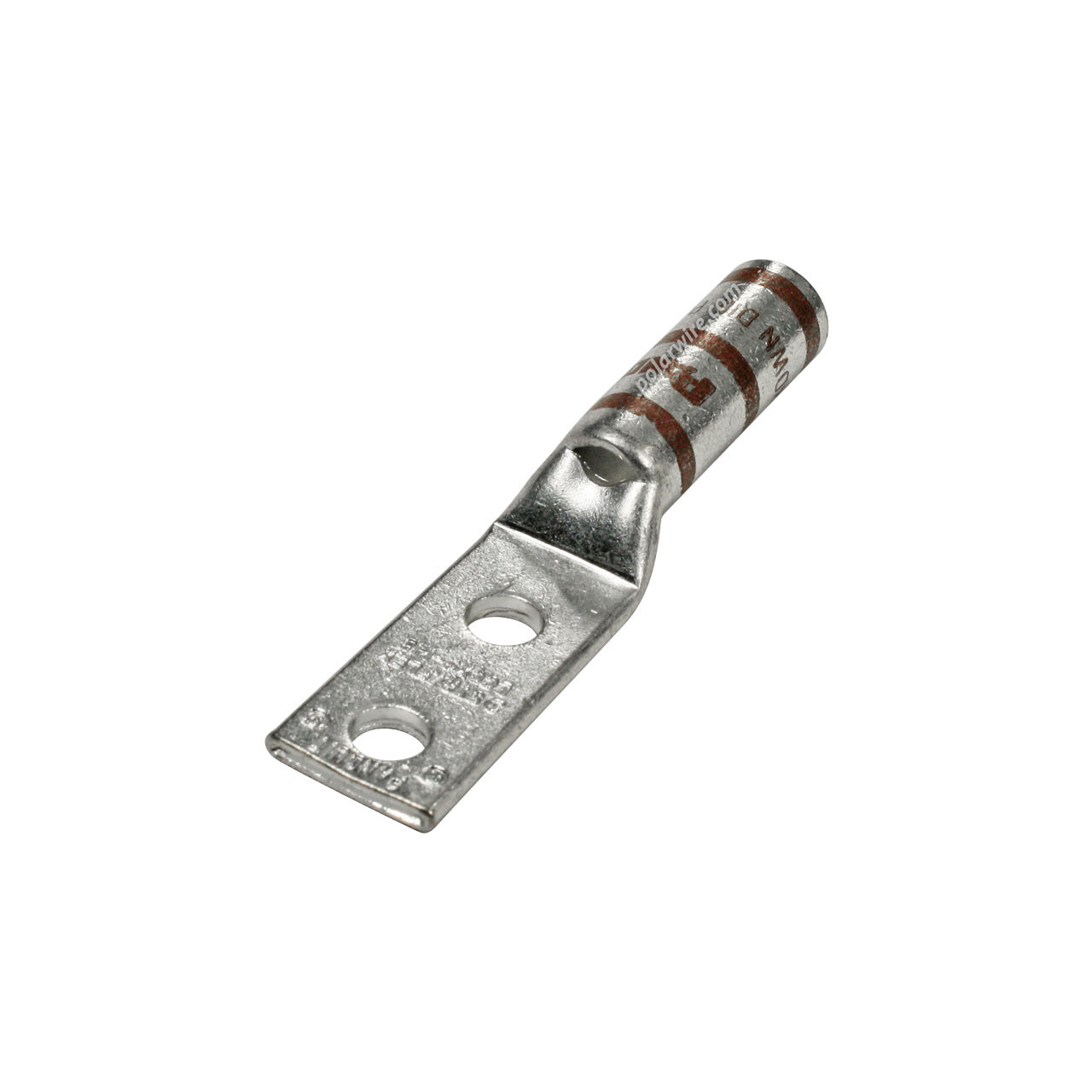 Flex center long barrel heavy duty compression lug, 2 AWG, 1/4 inch stud, 3/4 inch