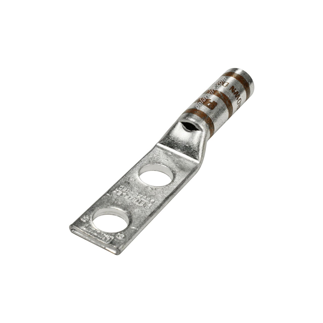 Flex center long barrel heavy duty compression lug, 2 AWG, 3/8 inch stud, 1 inch