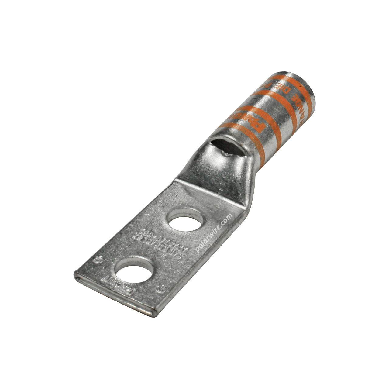 Flex center long barrel heavy duty compression lug, 3/0 AWG, 3/8 inch stud, 1 inch