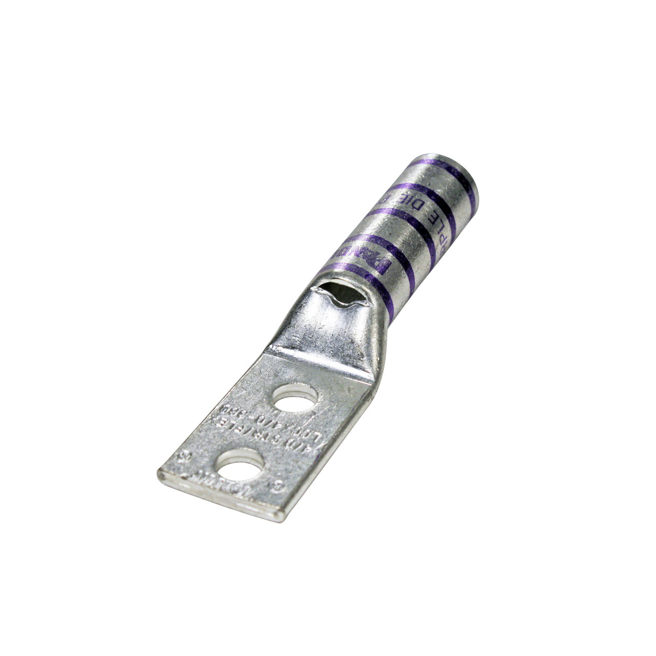Flex center long barrel heavy duty compression lug, 4/0 AWG, 3/8 inch stud, 1 inch