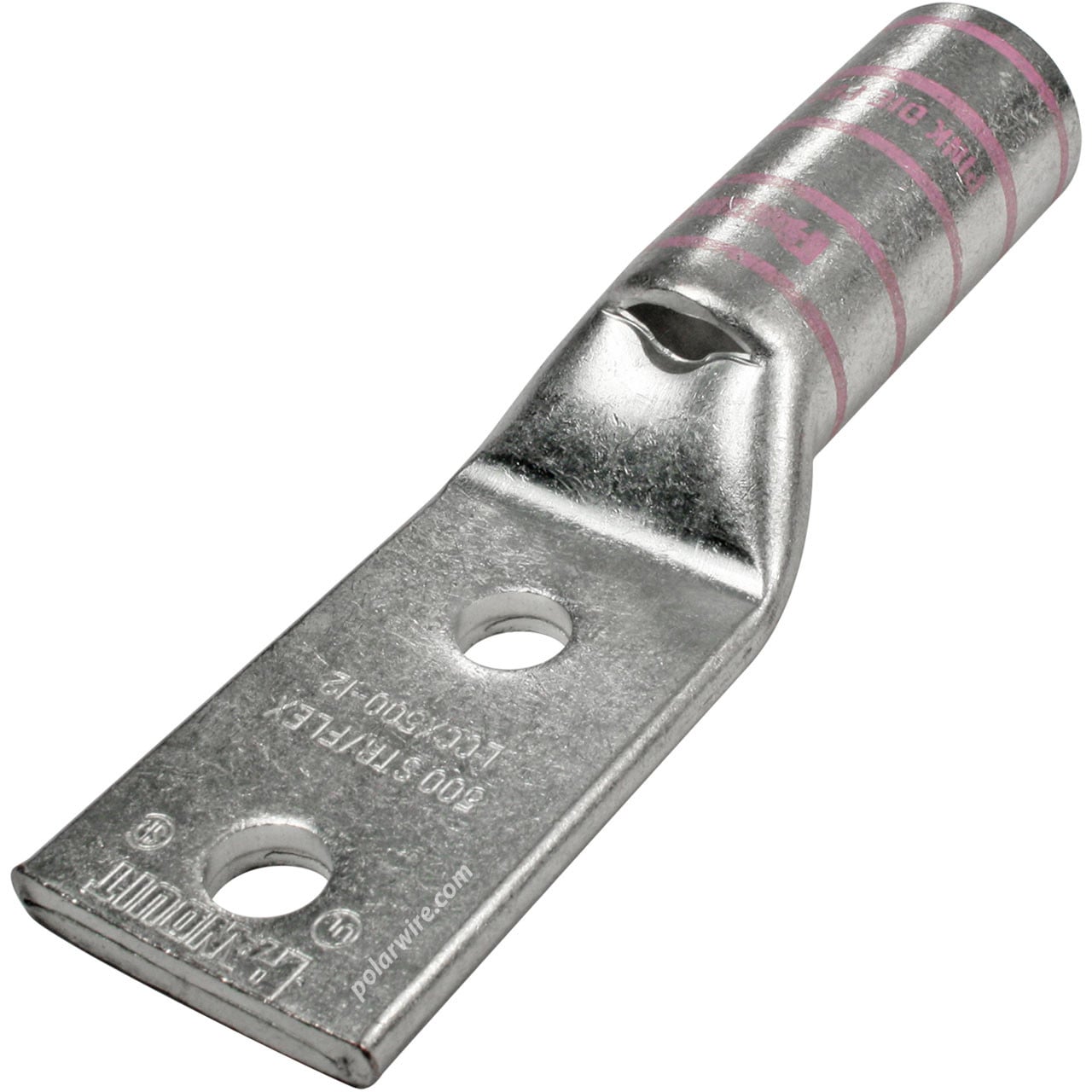 Flex center long barrel heavy duty compression lug, 500 MCM, 1/2 inch stud, 1-3/4 inch
