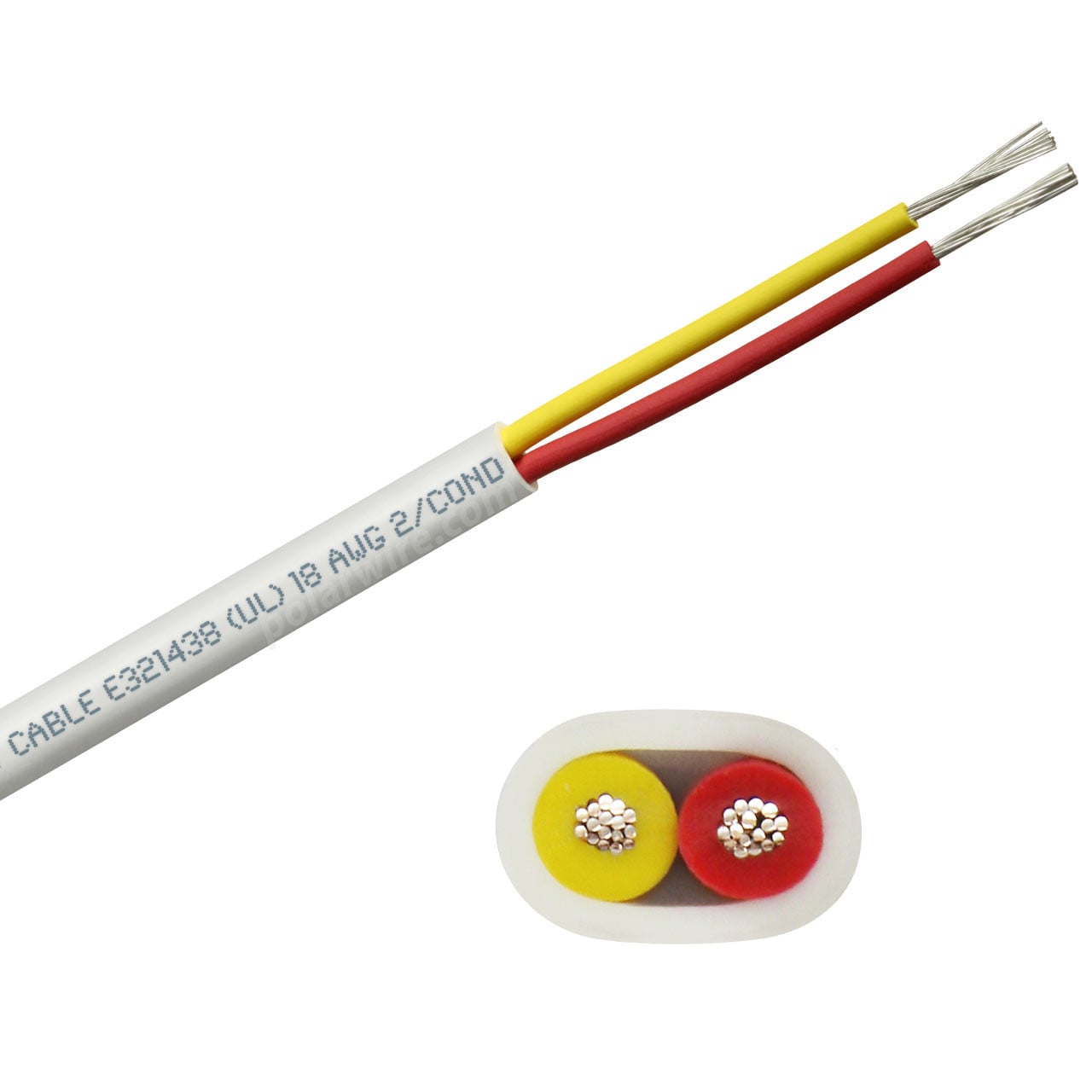 18 AWG flat yellow and red safety dc duplex marine grade tinned copper bc5w2 boat cable features ultra flexible Class K fine copper stranding for flexibility and conductivity, exceeds ABYC standards, UL Listed, CSA Certified