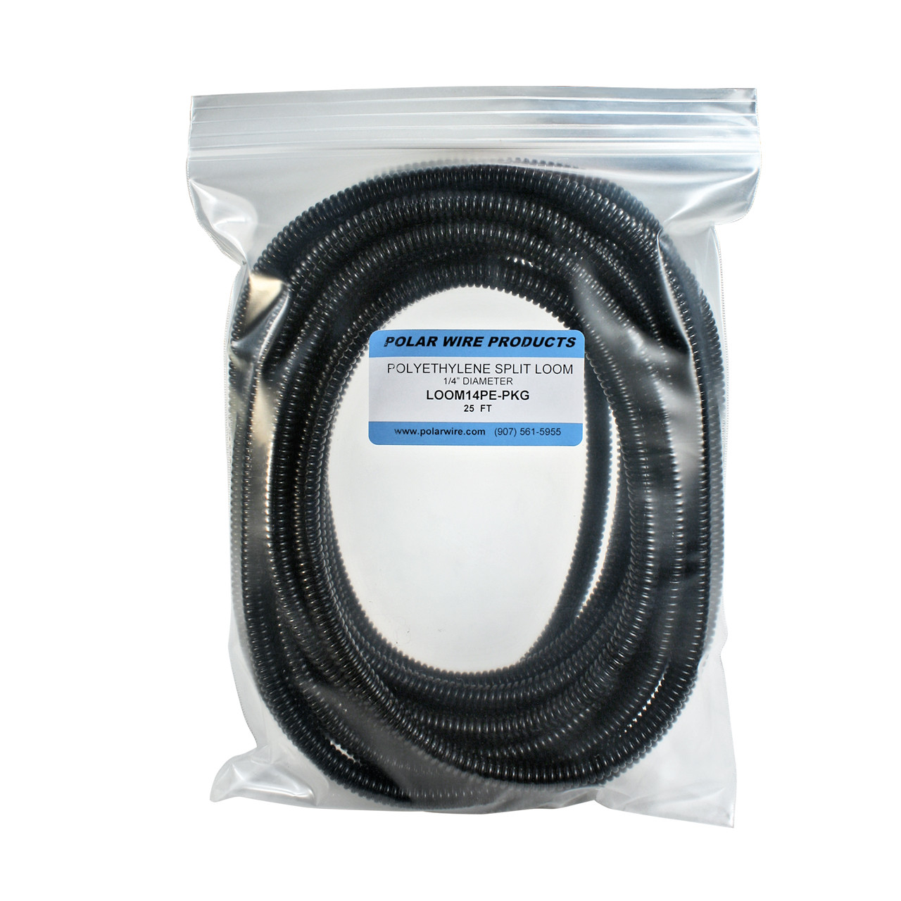 1/4 in Polyethylene Split Loom - 25 ft | Polar Wire - Polar Wire