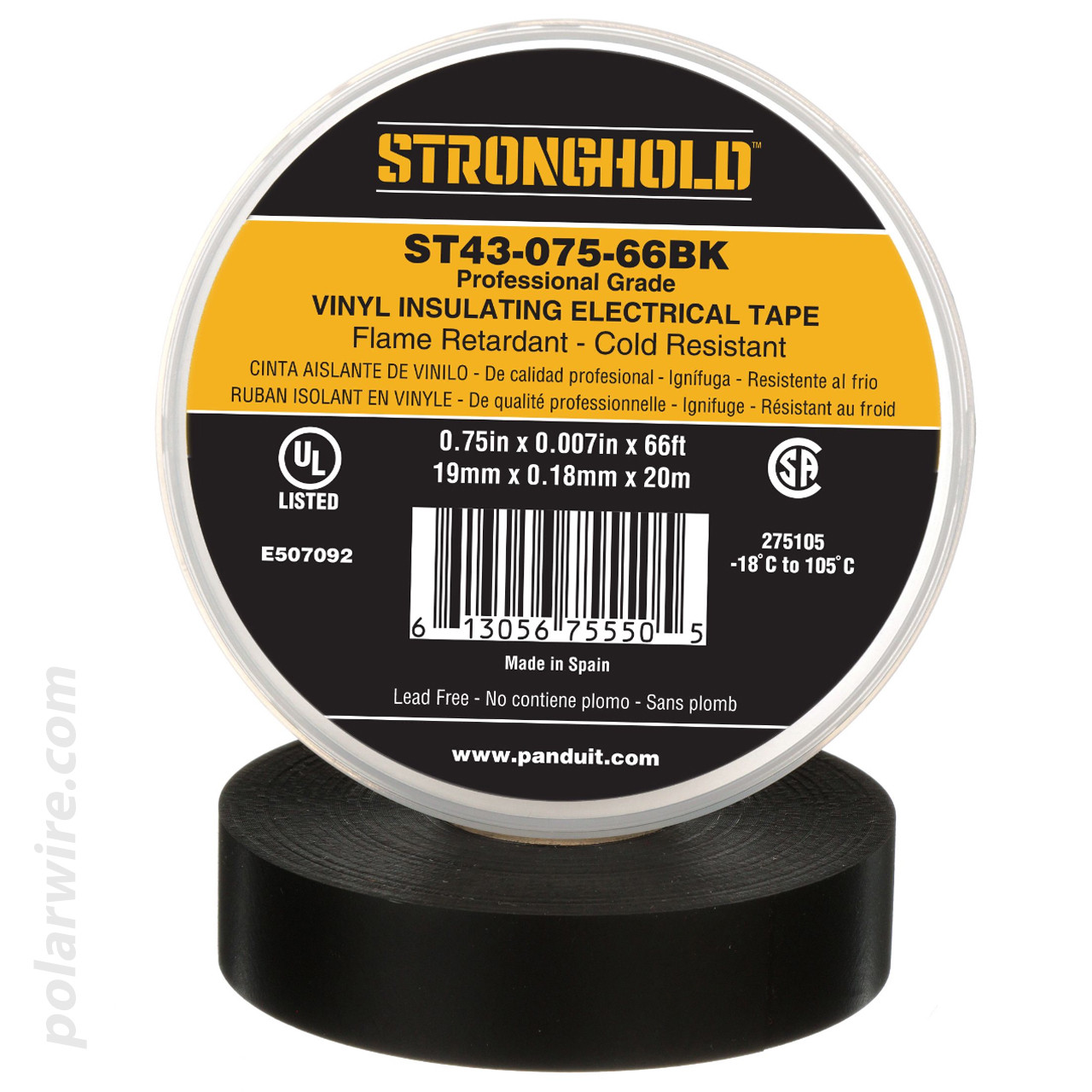 3/4 inch Black PVC Vinyl Professional Grade Electrical Tape Panduit Stronghold
