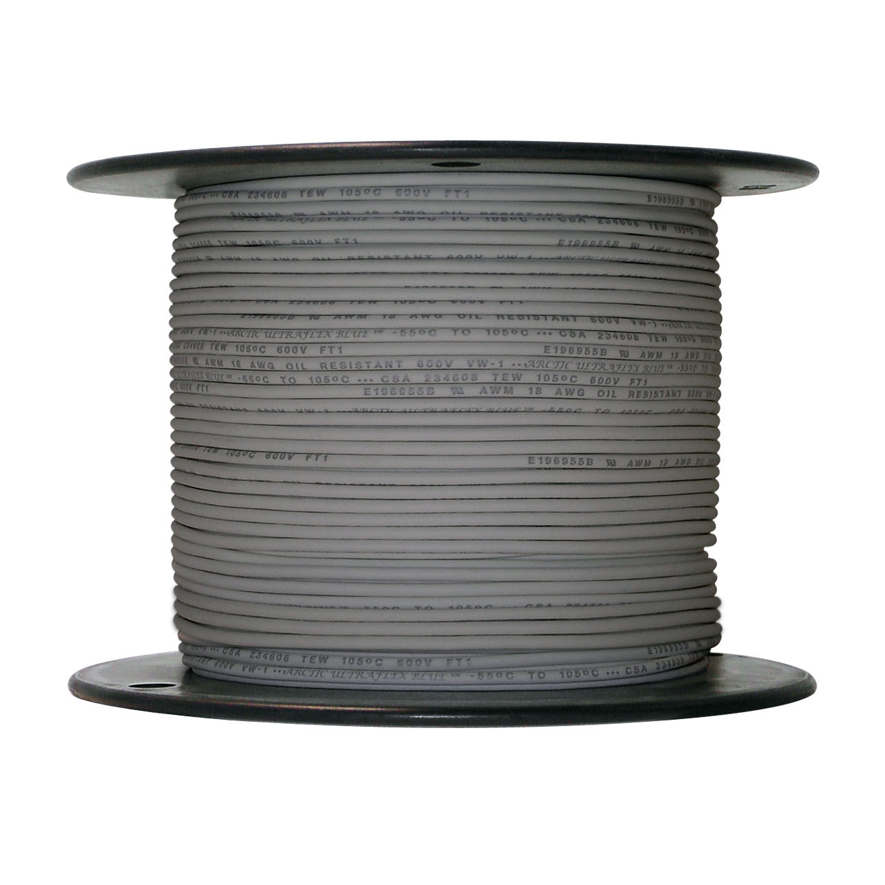 18 AWG gray Arctic Ultraflex Blue single conductor wire 100% copper tinned fine strand, 600v, 500 foot spool