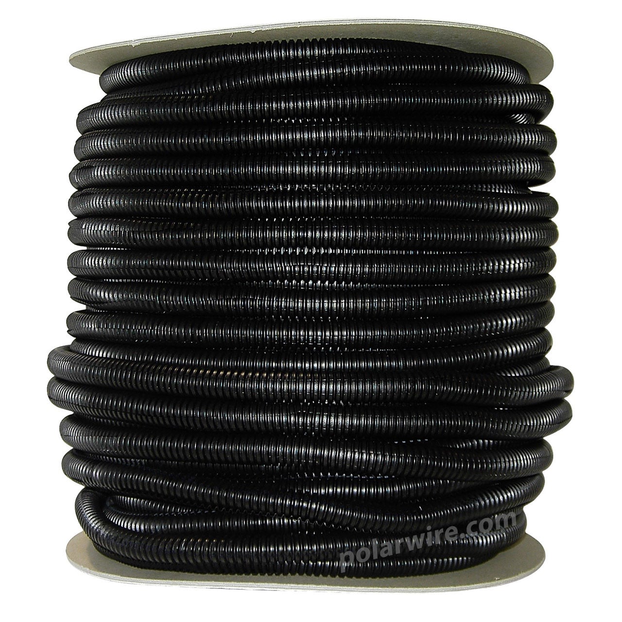 1/2 inch convoluted polyethylene split loom wraps wire bundles and protects against crushing, abrasion, and other damage