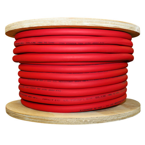Arctic Ultraflex Blue 1 gauge single conductor 100% copper fine strand wire, 100 foot spool, red jacket