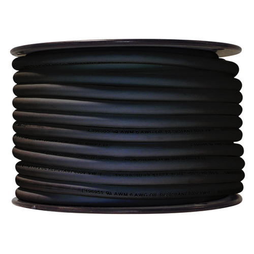 6 AWG Black Arctic Ultraflex Blue 100 foot spool, 100% copper fine strand tinned wire rated to -55C