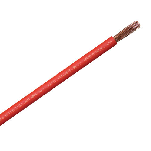6 AWG red 100% copper Arctic Ultraflex Blue flexible fine strand arctic grade wire is rated for use in extreme cold to -55C