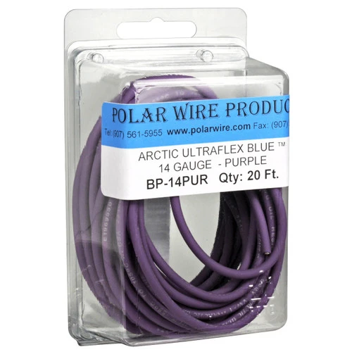 14 AWG Purple Arctic Ultraflex Blue 20 foot bubble pack, 100% copper fine strand tinned wire rated to -55C