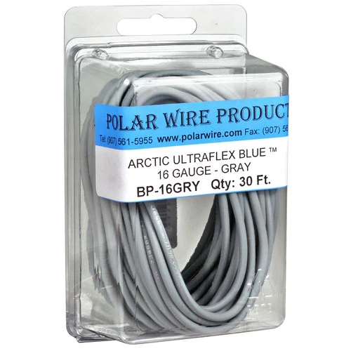 16 AWG Gray Arctic Ultraflex Blue 30 foot bubble pack, 100% copper fine strand tinned wire rated to -55C