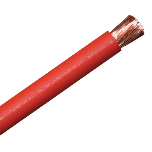 3/0 AWG red 100% copper Arctic Ultraflex Blue flexible fine strand arctic grade wire is rated for use in extreme cold to -55C