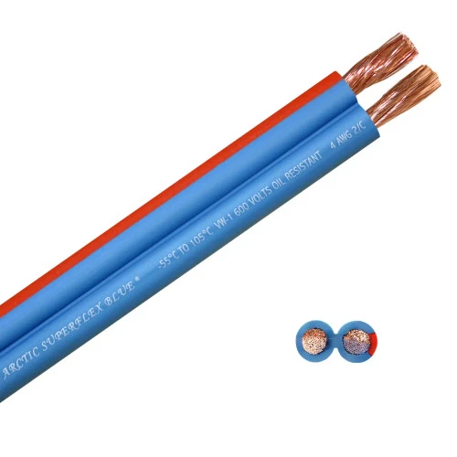 100 foot spool Arctic Superflex Blue 4 gauge double conductor wire - 100% copper fine strand conductors - Made in the USA