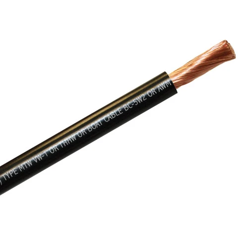 4 AWG black multipurpose flexible building wire, single conductor boat cable, fine strand battery cable, flexible welding cable
