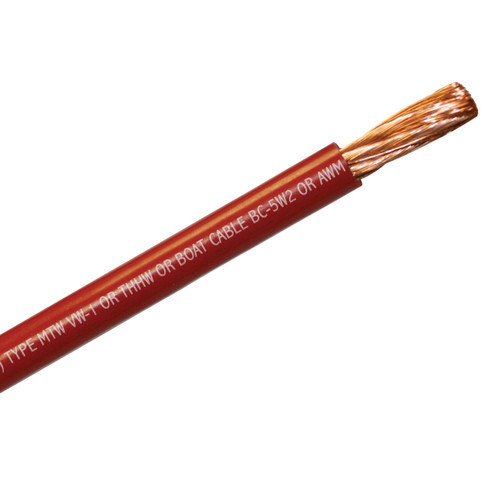 4 AWG red multipurpose flexible building wire, single conductor boat cable, fine strand battery cable, flexible welding cable
