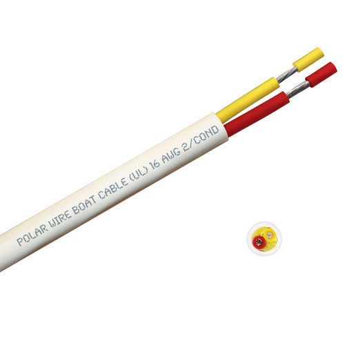 16 AWG round yellow and red safety dc duplex marine grade tinned copper bc5w2 boat cable features ultra flexible Class K fine copper stranding for flexibility and conductivity, exceeds ABYC standards, UL Listed, CSA Certified