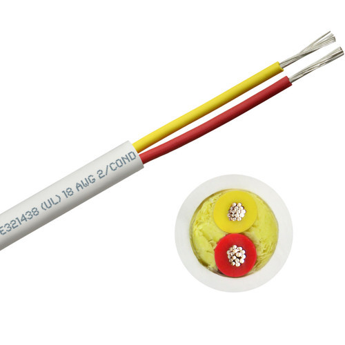 Round DC duplex marine boat cable with 18 AWG safety yellow and red conductors - 500 foot spool
