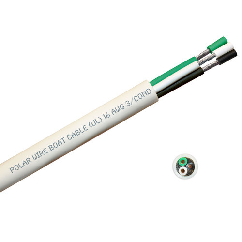 10 AWG round triplex marine grade tinned copper bc5w2 boat cable features ultra flexible Class K fine copper stranding for flexibility and conductivity, exceeds ABYC standards, UL Listed, CSA Certified