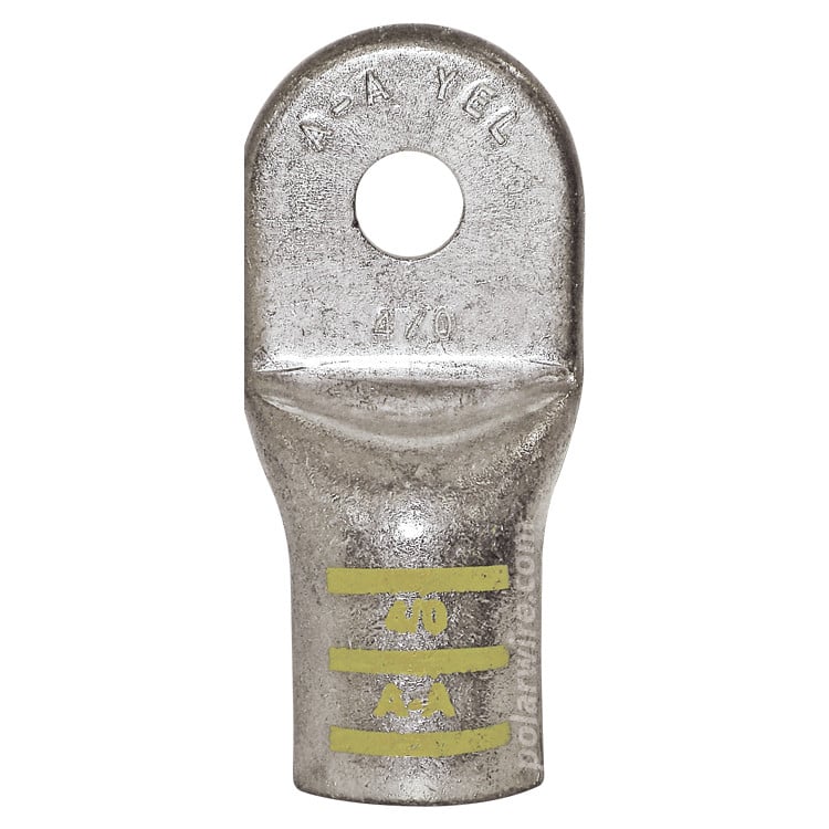 Plated copper power lug heavy duty, 4/0 AWG, 3/8 inch stud